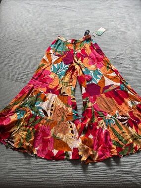 Multicolor Floral Tiered Wide-Leg Pants